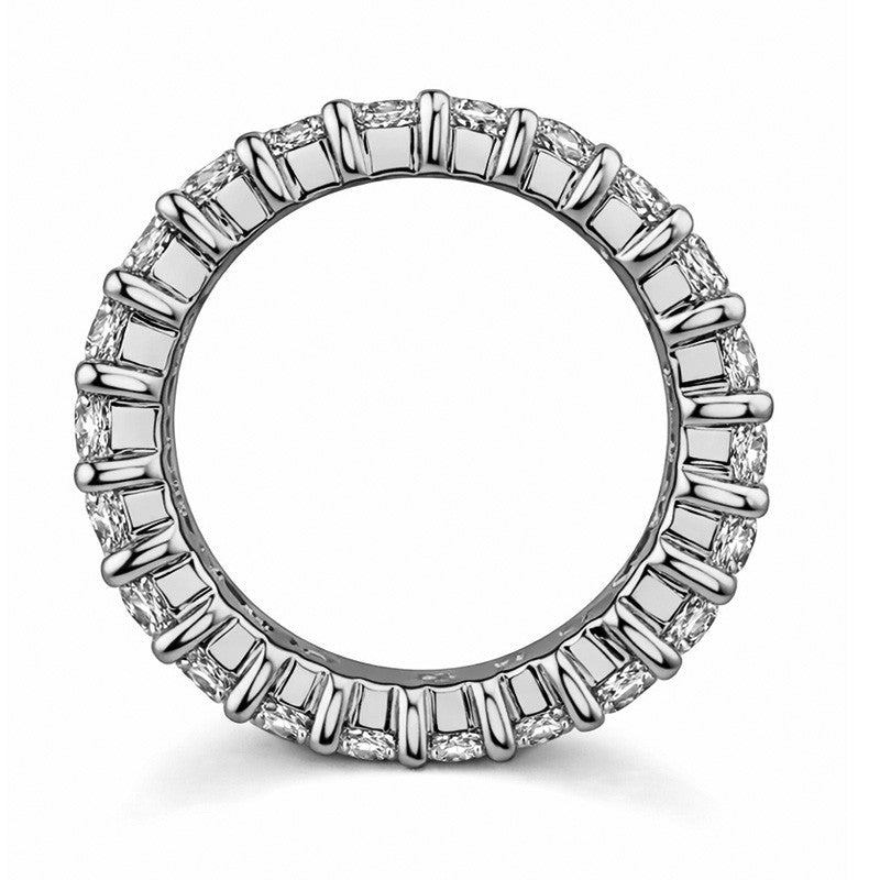 Double Row Shared Prong Round Brilliant Moissanite Eternity Ring