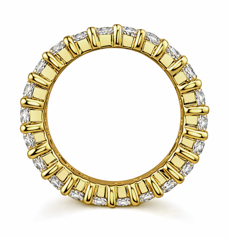 Double Row Shared Prong Round Brilliant Moissanite Eternity Ring
