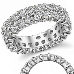Double Row Shared Prong Round Brilliant Moissanite Eternity Ring