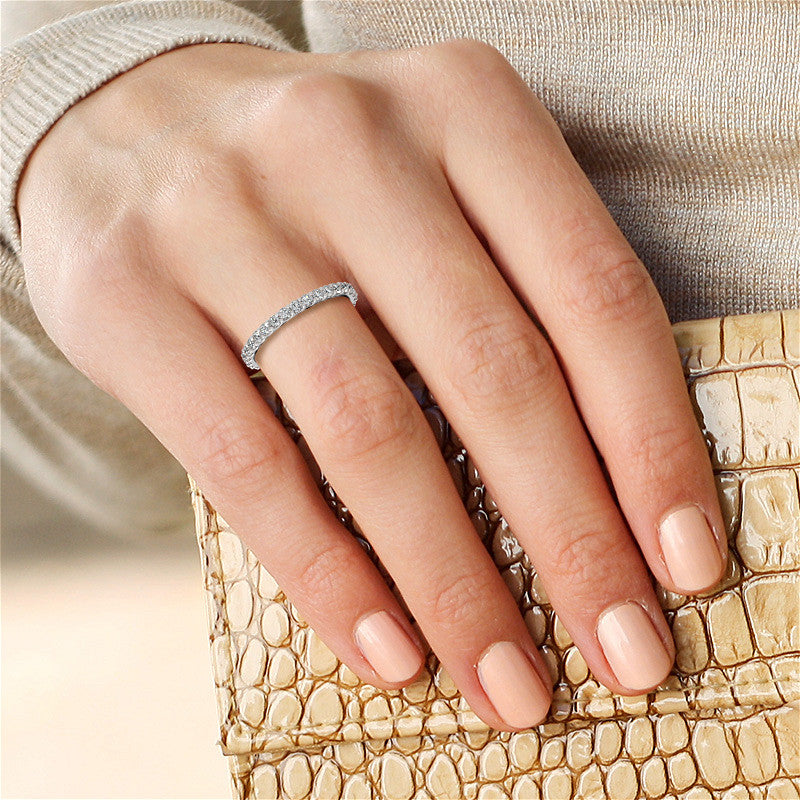 Low Profile Moissanite Shared Prong Eternity Ring (2.0mm)