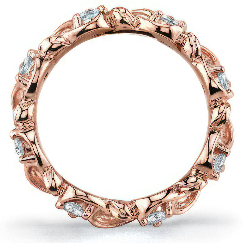 Round Moissanite Floral Leaf Style Eternity Ring