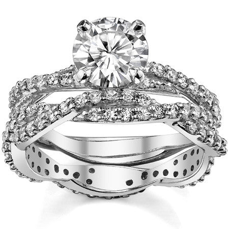 Round Brilliant Moissanite Infinity Style Eternity Ring