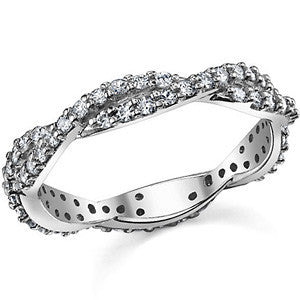 Round Brilliant Moissanite Infinity Style Eternity Ring