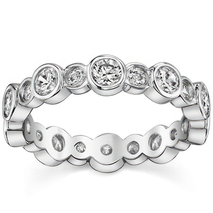 Moissanite Round Bezel Eternity Ring