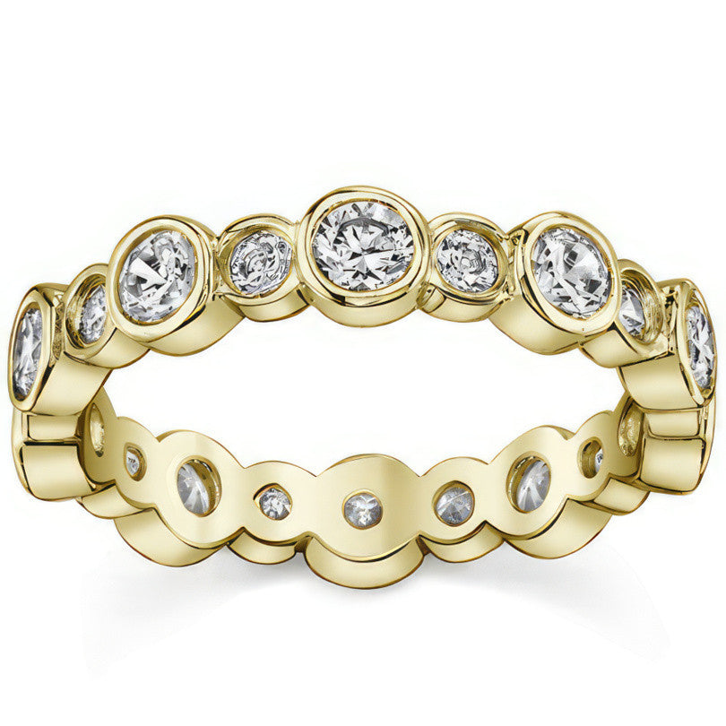 Moissanite Round Bezel Eternity Ring