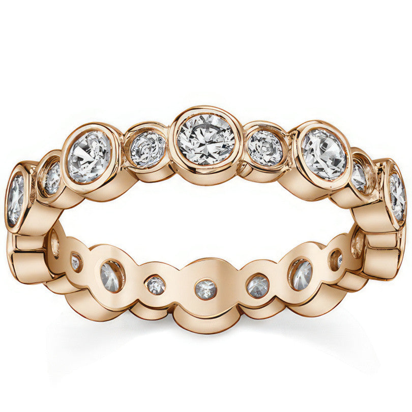 Moissanite Round Bezel Eternity Ring