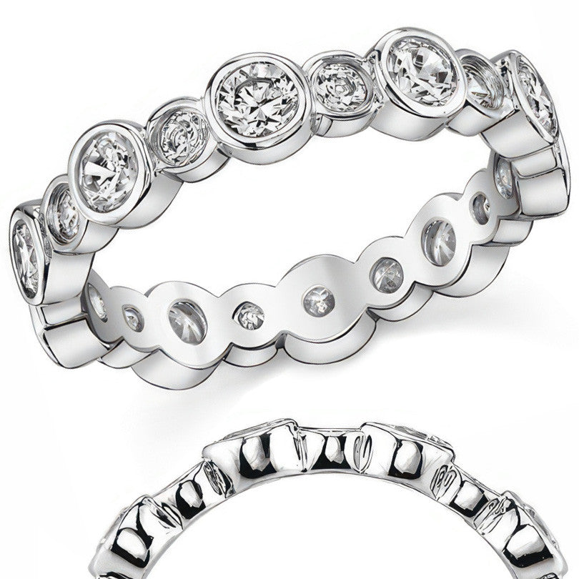 Moissanite Round Bezel Eternity Ring