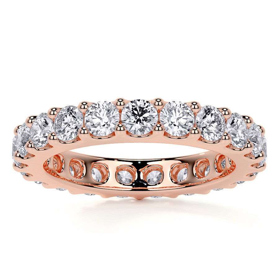 Low Profile Moissanite Shared Prong Eternity Ring 3mm