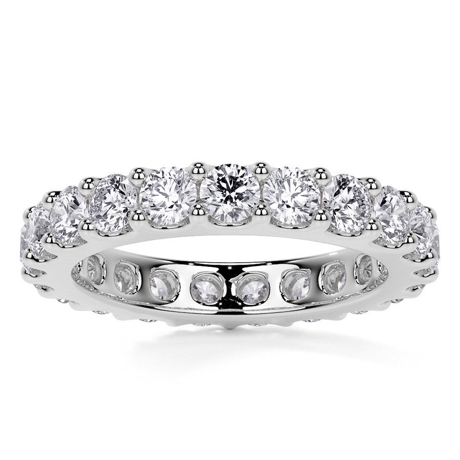 Low Profile Moissanite Shared Prong Eternity Ring 3mm