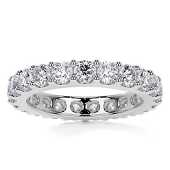 Low Profile Moissanite Shared Prong Eternity Ring 3mm