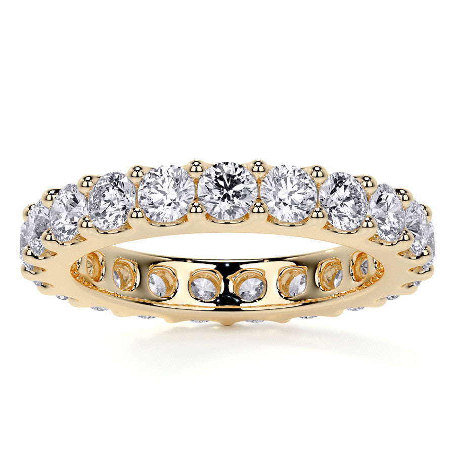 Low Profile Moissanite Shared Prong Eternity Ring 3mm