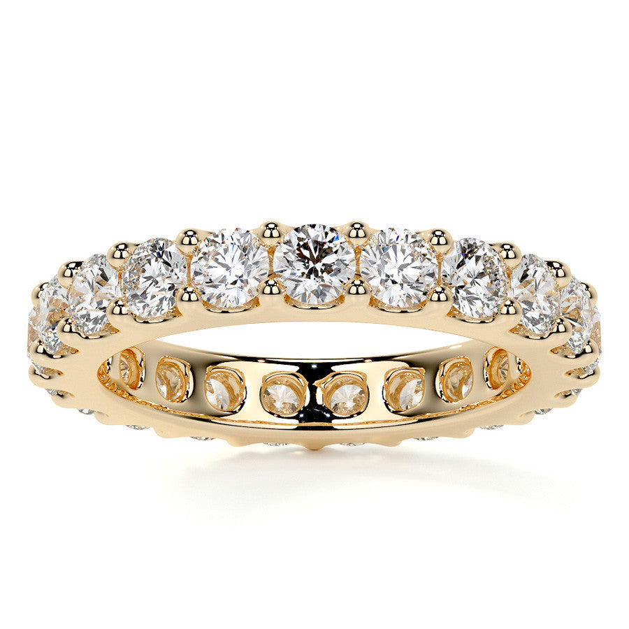Low Profile Moissanite Shared Prong Eternity Ring 3mm