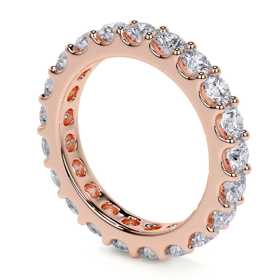 Low Profile Moissanite Shared Prong Eternity Ring 3mm