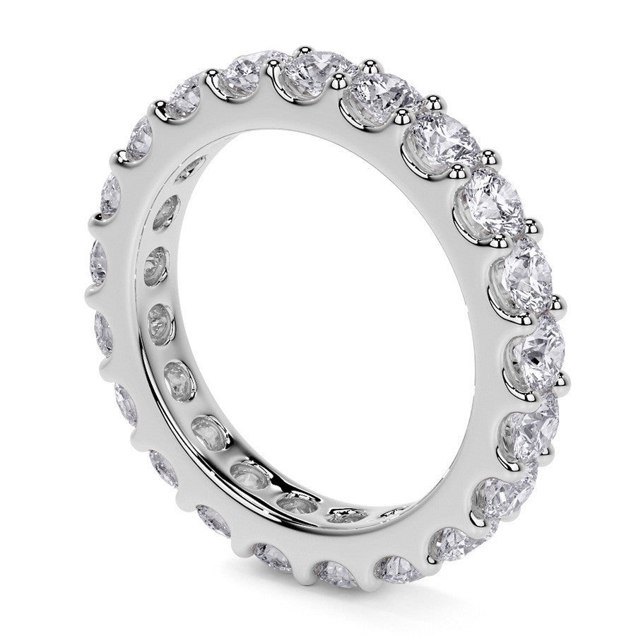 Low Profile Moissanite Shared Prong Eternity Ring 3mm