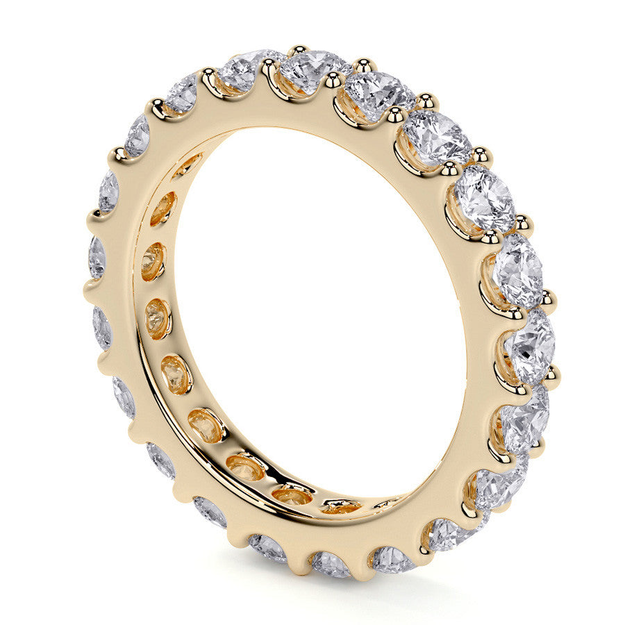 Low Profile Moissanite Shared Prong Eternity Ring 3mm