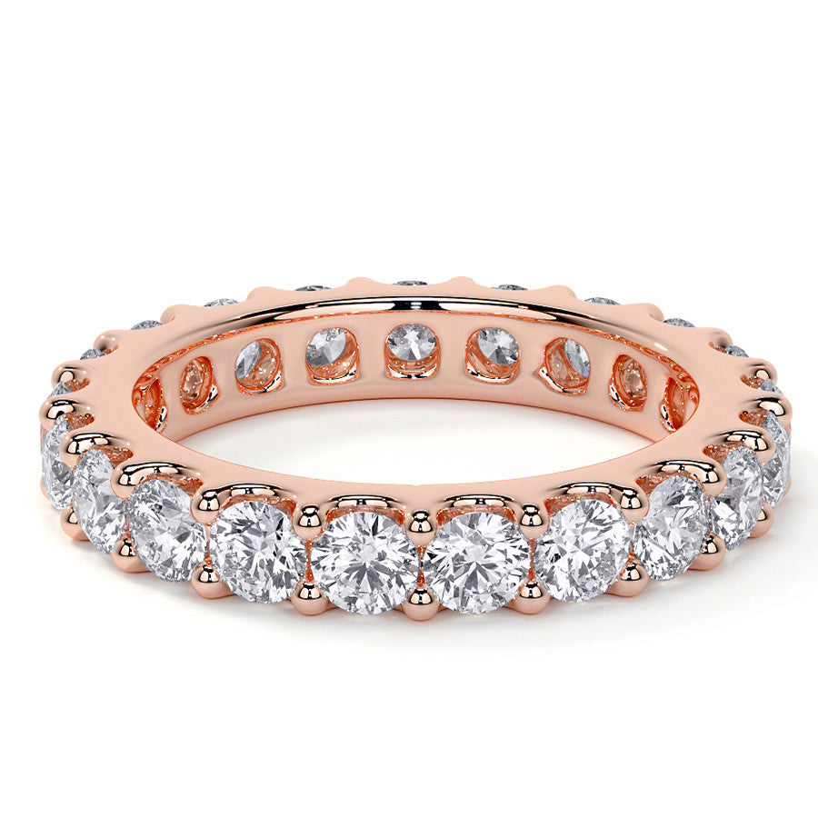 Low Profile Moissanite Shared Prong Eternity Ring 3mm