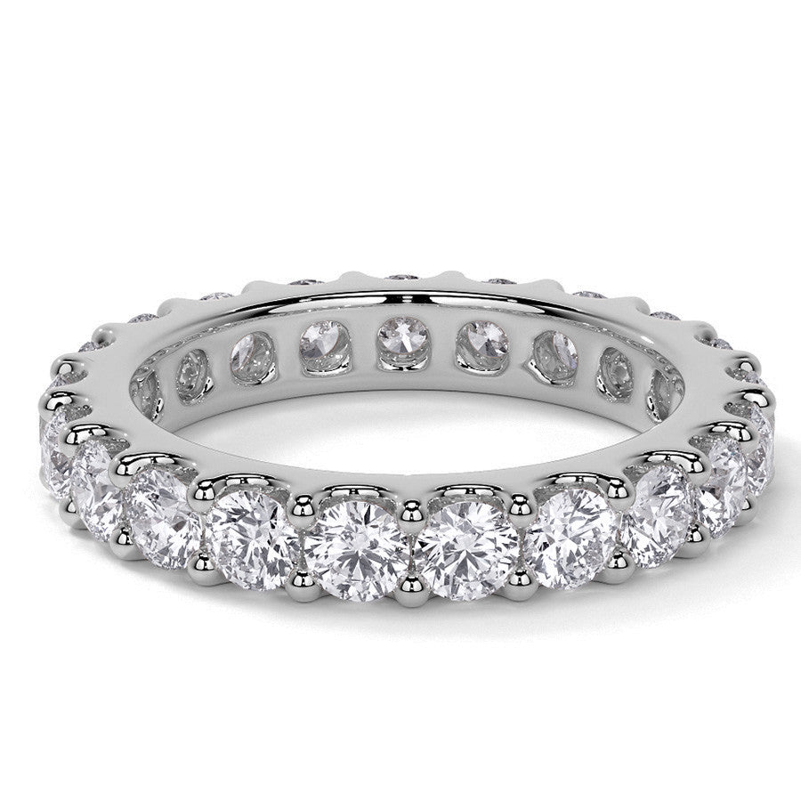 Low Profile Moissanite Shared Prong Eternity Ring 3mm