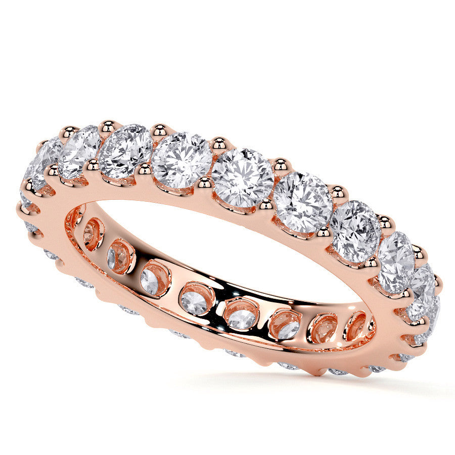 Low Profile Moissanite Shared Prong Eternity Ring 3mm