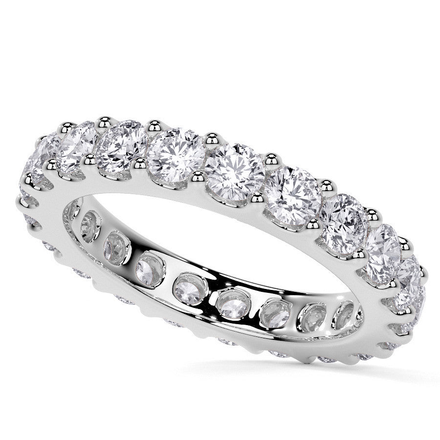 Low Profile Moissanite Shared Prong Eternity Ring 3mm