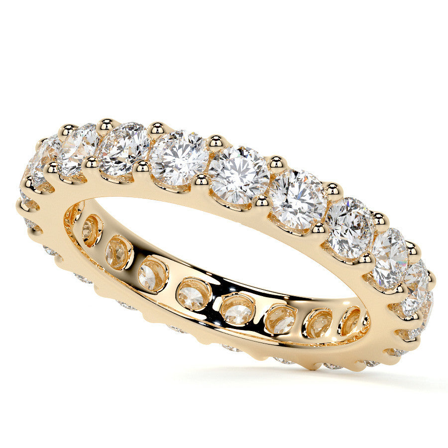 Low Profile Moissanite Shared Prong Eternity Ring 3mm