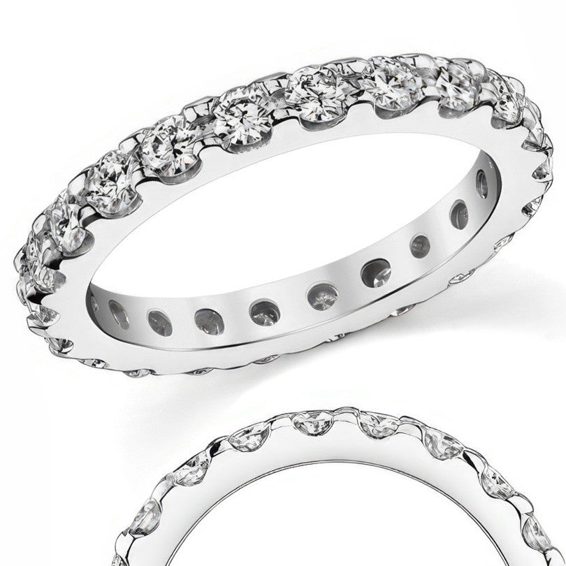 Low Profile Shared Prong Moissanite Eternity Ring 2.5mm