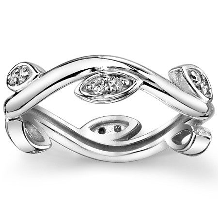 Round Brilliant Moissanite Floral Style Eternity Ring