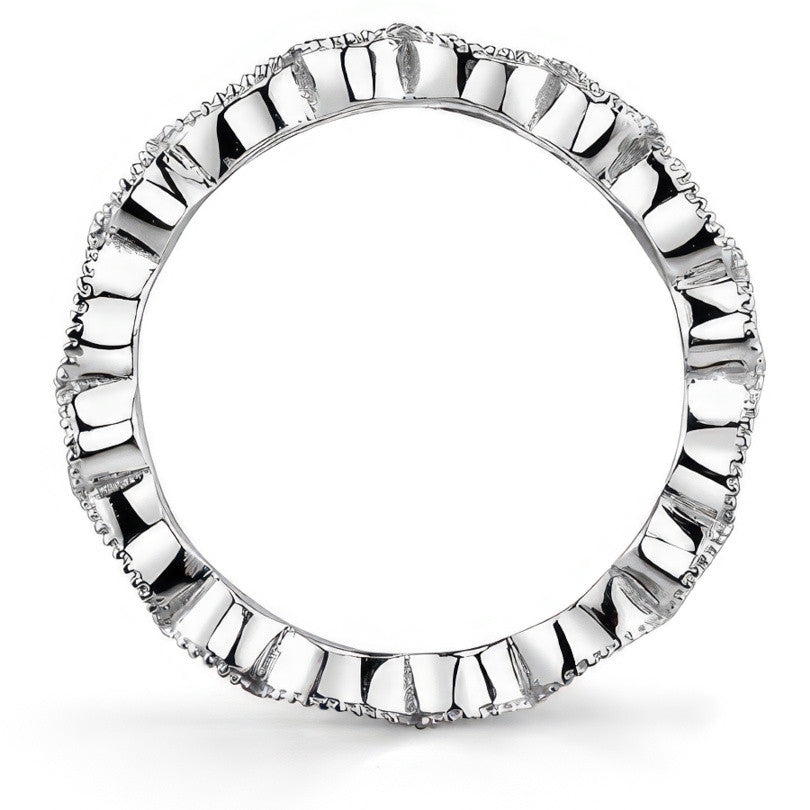 Round Brilliant Moissanite Antique Milgrain Style Eternity Ring