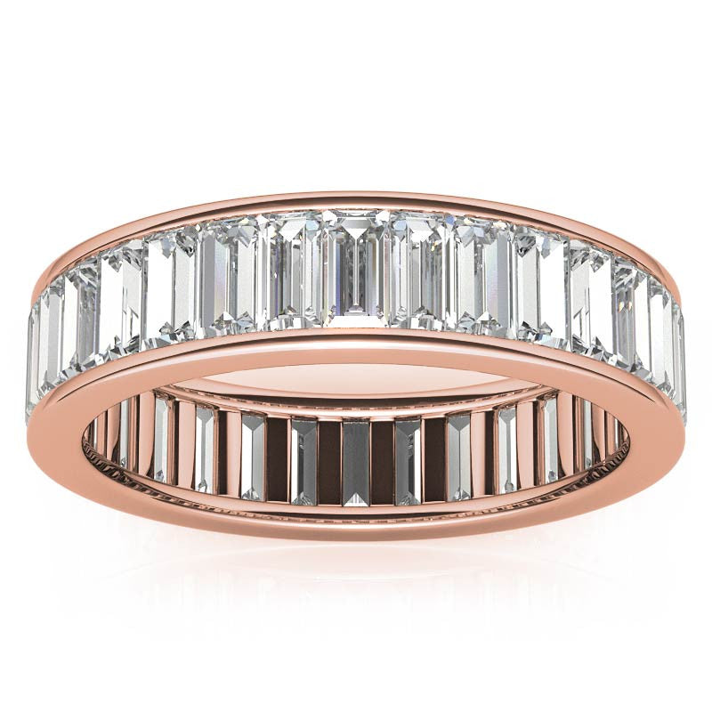 4x2mm Emerald Moissanite Eternity Ring