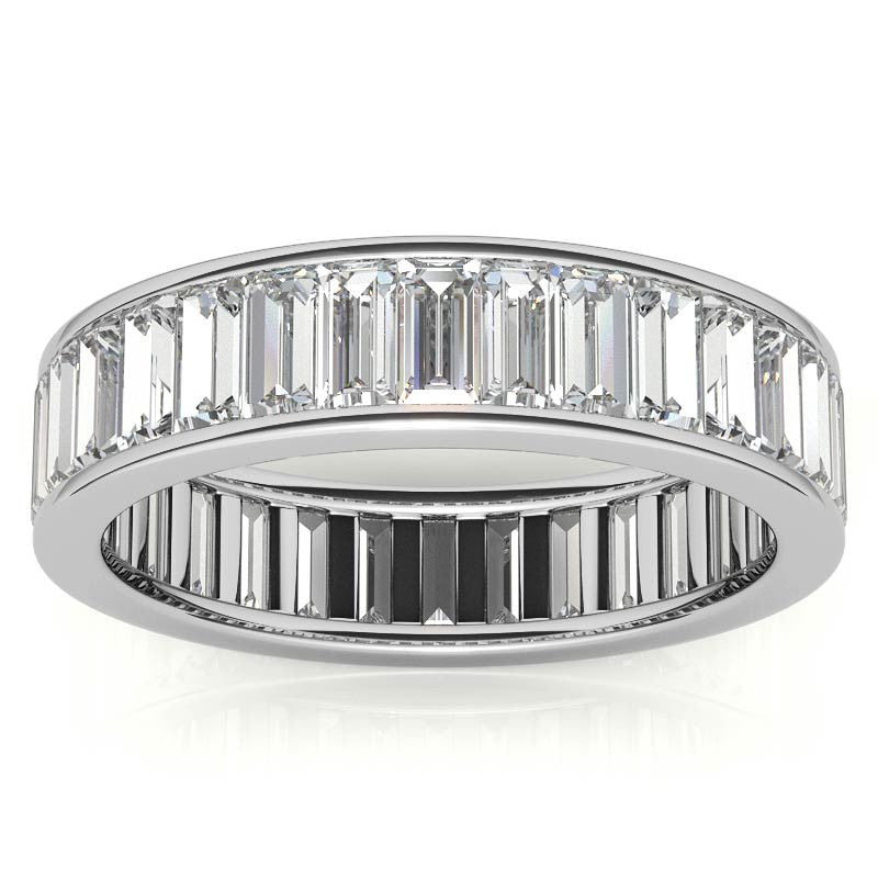 4x2mm Emerald Moissanite Eternity Ring