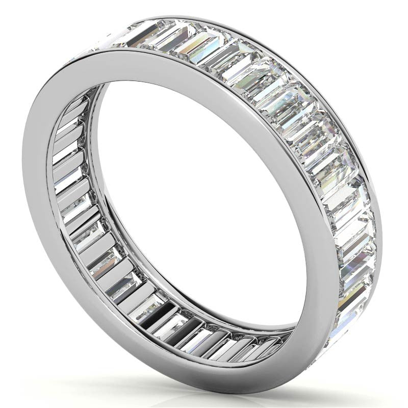 4x2mm Emerald Moissanite Eternity Ring