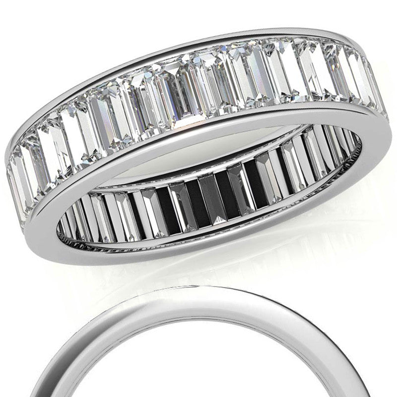4x2mm Emerald Moissanite Eternity Ring