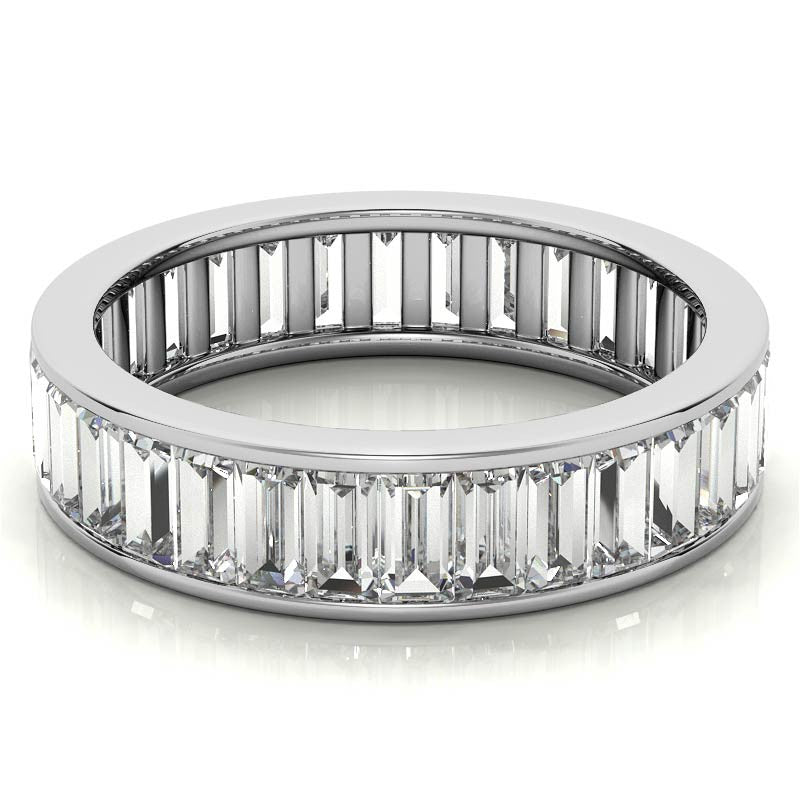 4x2mm Emerald Moissanite Eternity Ring