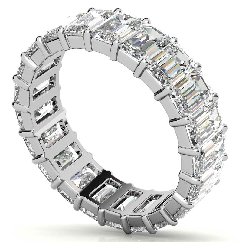 5x3mm Emerald Moissanite Eternity Ring