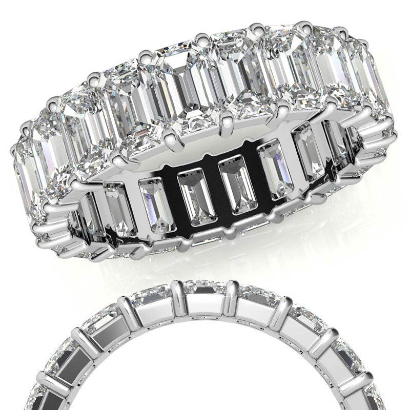 5x3mm Emerald Moissanite Eternity Ring