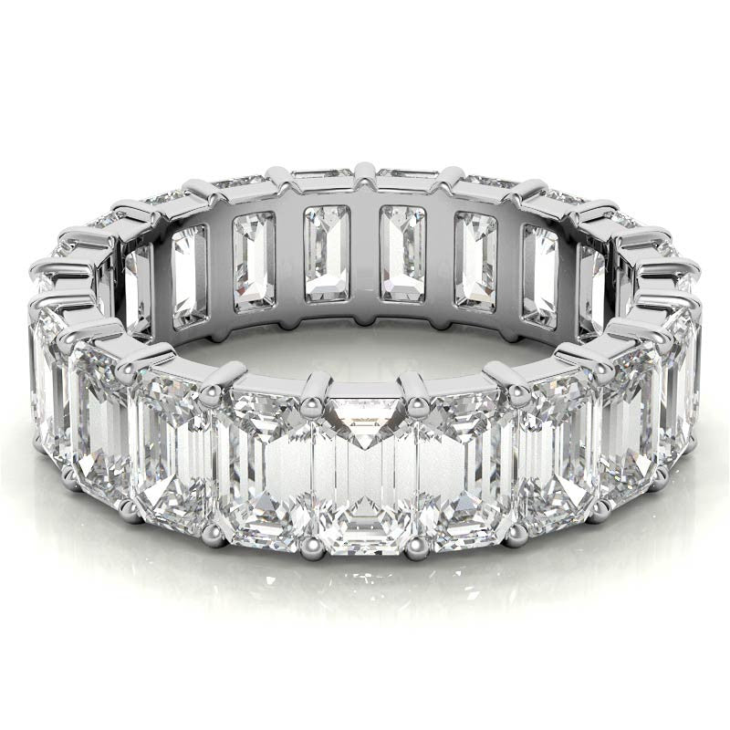 5x3mm Emerald Moissanite Eternity Ring