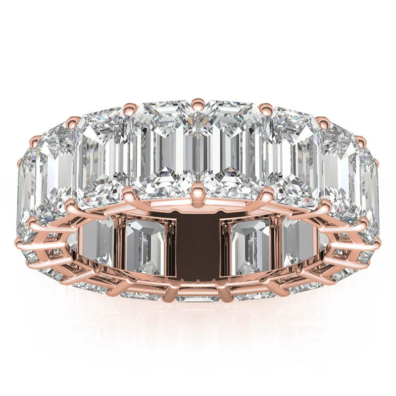 6x4mm Emerald/Radiant Moissanite Eternity Ring