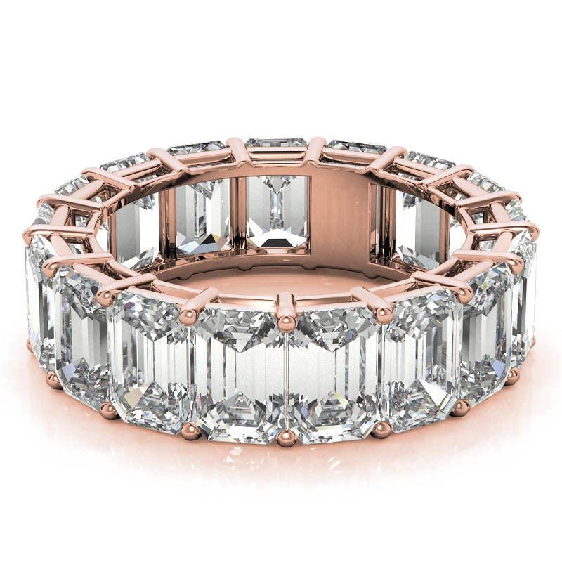 6x4mm Emerald/Radiant Moissanite Eternity Ring