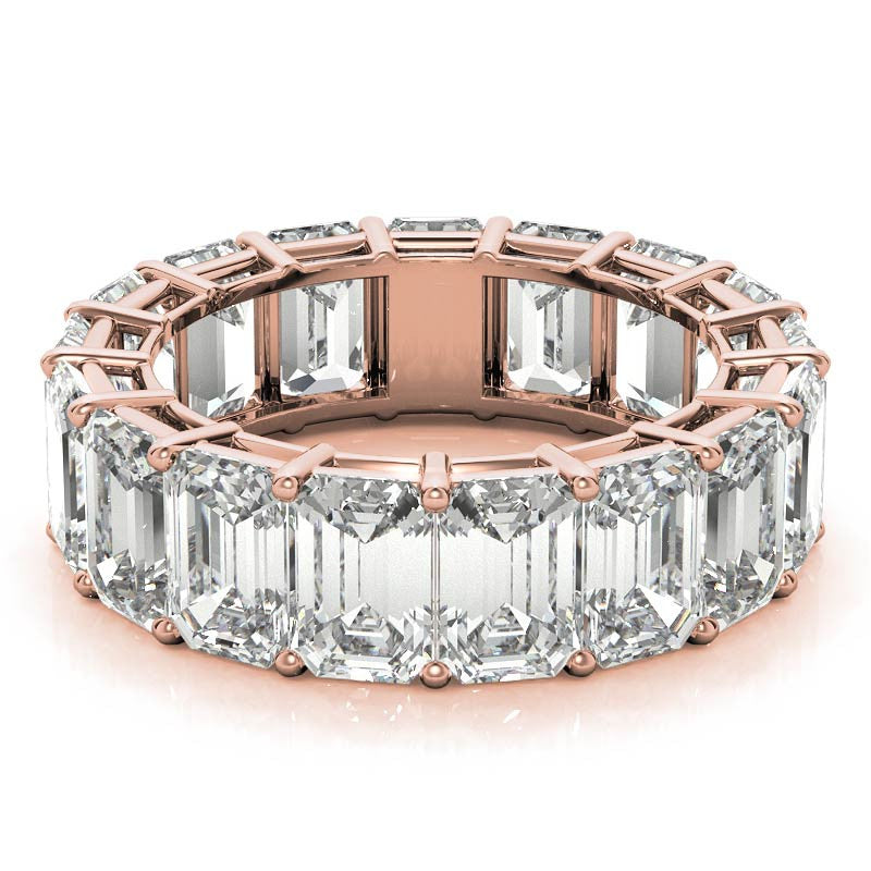 6x4mm Emerald/Radiant Moissanite Eternity Ring