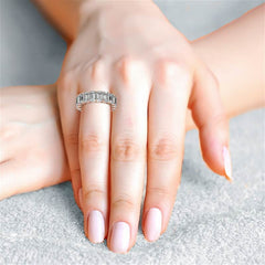 6x4mm Emerald/Radiant Moissanite Eternity Ring