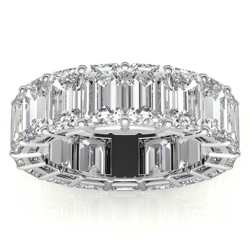 6x4mm Emerald/Radiant Moissanite Eternity Ring