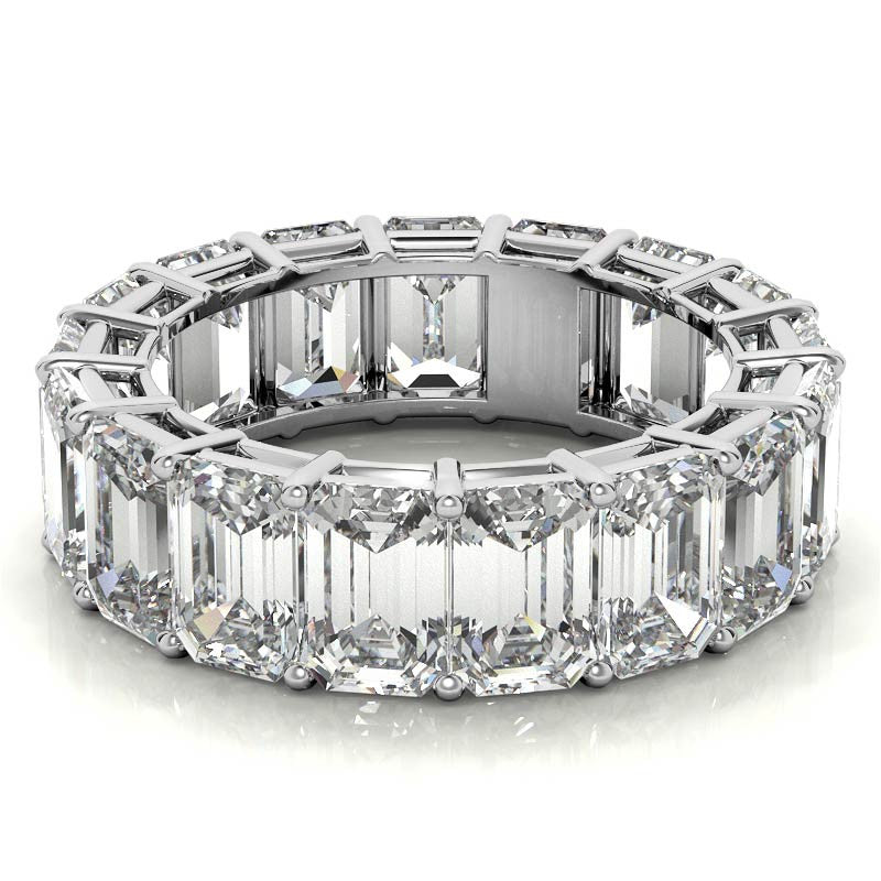 6x4mm Emerald/Radiant Moissanite Eternity Ring