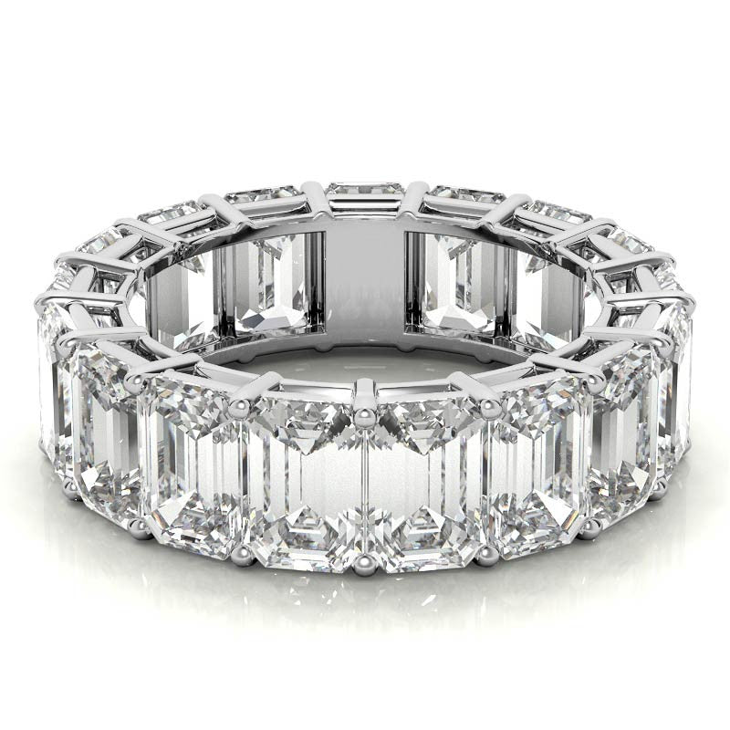 6x4mm Emerald/Radiant Moissanite Eternity Ring
