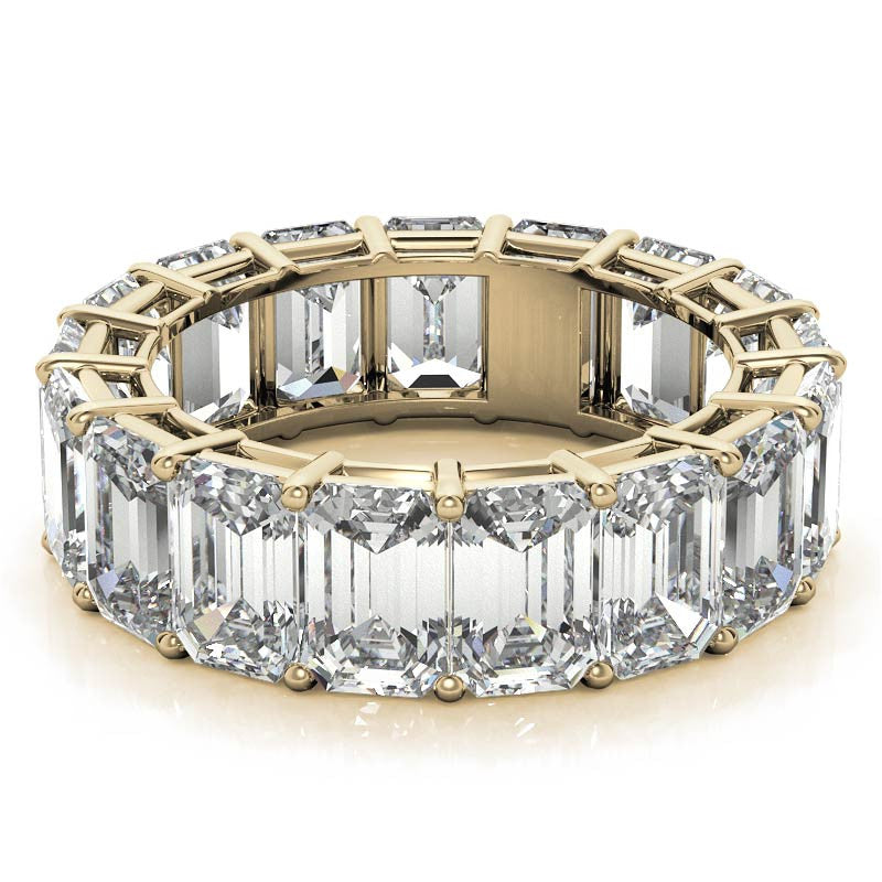 6x4mm Emerald/Radiant Moissanite Eternity Ring