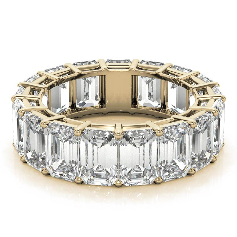 6x4mm Emerald/Radiant Moissanite Eternity Ring