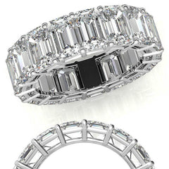 6x4mm Emerald/Radiant Moissanite Eternity Ring