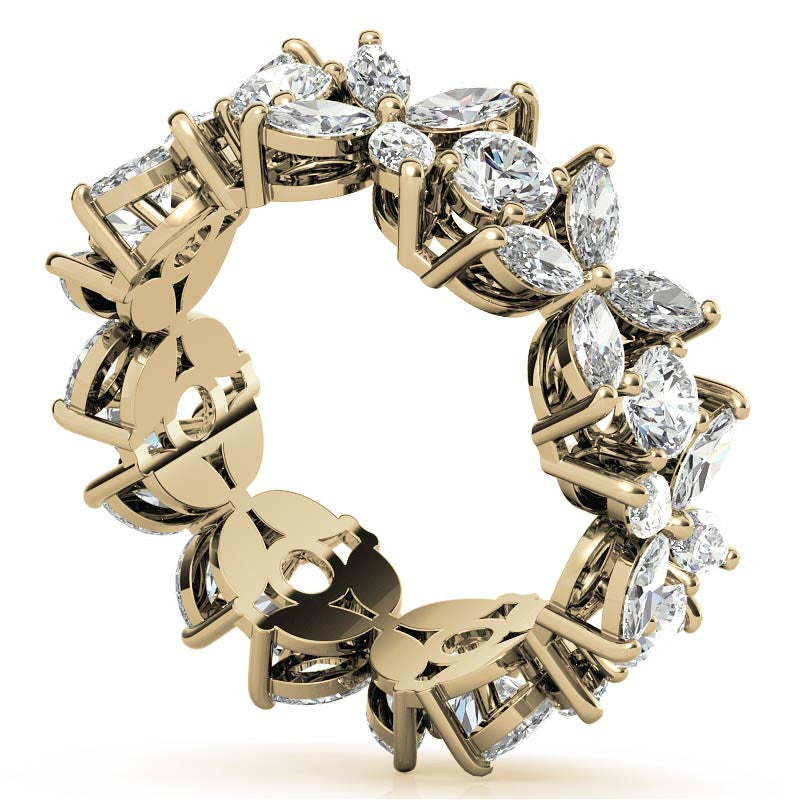 Round Brilliant and Marquise Moissanite Eternity Ring