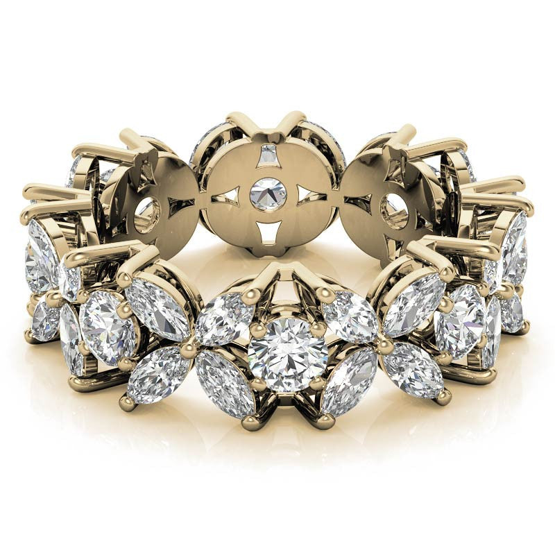 Round Brilliant and Marquise Moissanite Eternity Ring