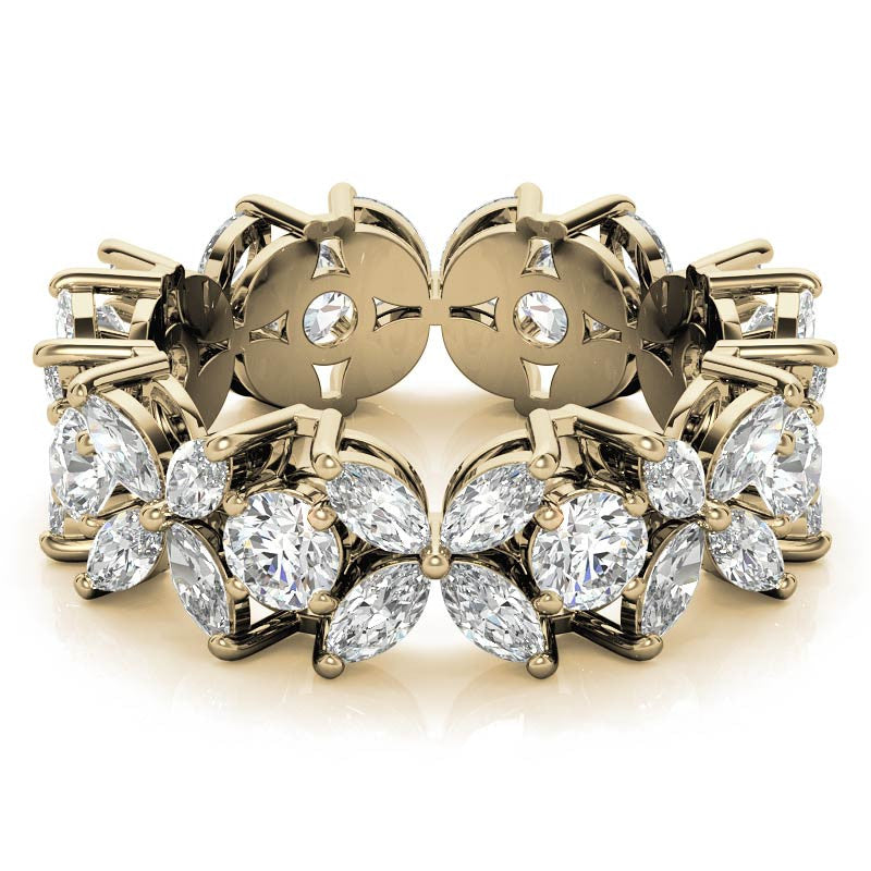 Round Brilliant and Marquise Moissanite Eternity Ring