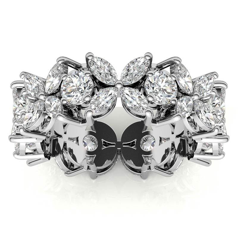 Round Brilliant and Marquise Moissanite Eternity Ring