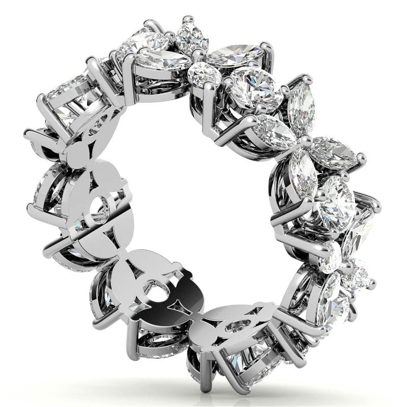 Round Brilliant and Marquise Moissanite Eternity Ring